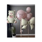 Çemrek Süs Parti Folyo Krem Fiyonk Balon Ayı Balon ve Şeffaf Bej Balon Demeti Seti 13 lü