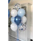Çemrek Süs Parti Mavi Beyaz Şeffaf Krom Mavi Balon Demeti Seti 12 li