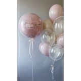 Çemrek Süs Parti Mini Köpük Konfetili Pudra Bej Şeffaf Jumbo Balon Seti 12 Parça