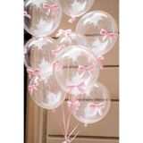 Çemrek Süs Parti Pembe Fiyonklu Şeffaf Balon Demeti 10 lu