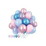 Çemrek Süs Parti Pembe Mavi Beyaz Şeffaf Pullu Cinsiyet Partisi Balon Demeti 25 li