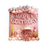 Çemrek Süs Parti Pembe Renk Temalı Doğum Günü Parti Seti, Kadınlar ve Genç Kızlar için Happy Birthday Doğum Günü Seti