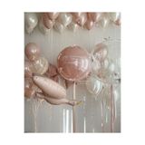 Çemrek Süs Parti Pudra Pembe Leylek Balon Fiyonk Jumbo ve Şeffaf Balon Fiyonk 24 lü