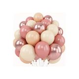 Çemrek Süs Parti Rose Krom Bej Clay Pink Sütlü Kahve Balon Demeti 25 li