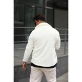 Cender Trend Moda Erkek Içi Yünlü Gömlek Pelüş Moda Ceket Tarzı Düğmeli - XL - Beyaz Beyaz