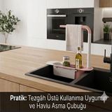 Cendix CX7EVY01 Teleskopik Evye Düzenleyici Ayarlanabilir Lavabo Organizer Sepetli Raf Pembe - 0,89 lt