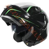 Çene Açılır Vizörlü Kask [MD-808] [siyah - Yesıl] - Vrt - XL