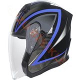 Çenesiz Vizörlü Yazlık Kask [KC528-1] Siyah - Mavi [xl] E Belgeli