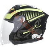 Çenesiz Vizörlü Yazlık Kask [KC528-1] Siyah - Neon Yeşil [l] E Belgeli