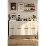Ceneyra KA1215BT- Ida Lazer Çizgili Konsol , Tv Sehpası , Çok Amaçlı Dolap 120CM Beyaz-Traverten - Traventen