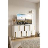 Ceneyra KA1231BG Nota Konsol ve Tv Sehpası Beyaz -Gold 120CM - Beyaz - Altın