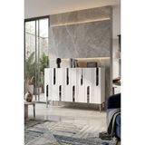 Ceneyra KA1231BS Nota Konsol ve Tv Sehpası Beyaz-Silver 120CM - Beyaz - Gümüş