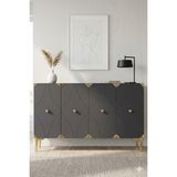 Ceneyra KA1297AG Alfa Konsol ve Tv Sehpası Antrasit-Gold 120CM - Antrasit - Gold