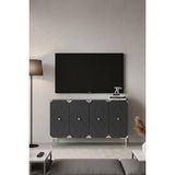 Ceneyra KA1297AS ALFA120 Konsol, Kahve Köşesi ve Tv Sehpası, Çok Amaçlı Dolap 120CM Antrasit-Silver - Antrasit - Gümüş