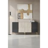 Ceneyra KA1524ATG Poli Konsol ve Tv Sehpası Antrasit-Traverten-Gold 150CM - 150 x 75 x 32 cm - Antrasit - Traverten - Gold