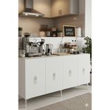Ceneyra KA1527BS SALKIM150 Konsol, Kahve Köşesi, Tv Sehpası ve Dolap 150CM Beyaz-Silver - Beyaz - Gümüş