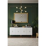 Ceneyra KA1812BG SALKIM180 Konsol, Kahve Köşesi, Tv Sehpası, Çok Amaçlı Dolap 180CM Beyaz-Gold - Beyaz - Altın