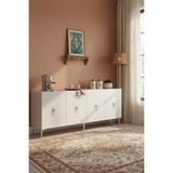Ceneyra KA1812BS SALKIM180 Konsol, Kahve Köşesi, Tv Sehpası, Çok Amaçlı Dolap 180CM Beyaz-Silver - Beyaz - Gümüş