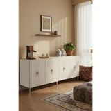 Ceneyra KA1812BTS SALKIM180 Konsol, Kahve Köşesi, Tv Sehpası, Çok Amaçlı Dolap 180CM Beyaz-Traverten-Silver - Beyaz Mermer