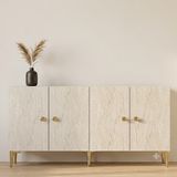 Ceneyra KA1817BTG Simple Konsol ve Tv Sehpası Beyaz-Traverten-Gold 180CM