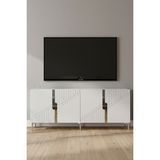 Ceneyra KA1828BS Evva Konsol ve Tv Sehpası Beyaz-Silver 180CM - Beyaz - Gümüş