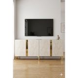 Ceneyra KA1898BTG Anka Konsol ve Tv Sehpası Beyaz-Traverten-Gold 180CM