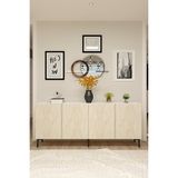 Ceneyra KA1899BT APLOS180 Konsol, Kahve Köşesi ve Tv Sehpası, Çok Amaçlı Dolap 180CM Beyaz-Traverten - Beyaz Mermer