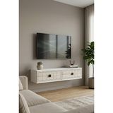 Ceneyra TDA1205BT - YUKA120 Duvara Montaj Tv Stand, Tv Rafı, Tv Sehpası 120CM Beyaz-Traverten - Beyaz - Traverten