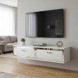 Ceneyra TDA1206BS - TUNA120 Duvara Montaj Tv Stand, Tv Rafı, Tv Sehpası 120CM Beyaz-Silver - Beyaz - Gümüş
