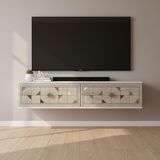 Ceneyra TDA1207BTG-MOKA Duvaramontaj Tv Stand Beyaz-Traverten-Gold - Beyaz Mermer