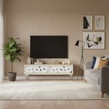 Ceneyra TSA1212DBS - Moka Tv Stand , Tv Sehpası 120 cm Safirmeşe-Beyaz-Silver - Safir Meşe - Beyaz - Gümüş