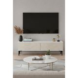 Ceneyra TSA1299BT - Aplos Tv Stand, Tv Sehpası, Tv Ünitesi 120CM Beyaz-Traverten - Beyaz Mermer