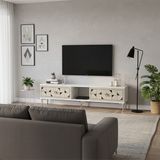 Ceneyra TSA1504BTS- Moka Tv Stand 150CM Beyaz-Traverten-Silver - Beyaz - Traverten