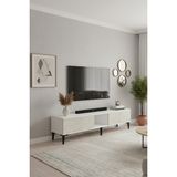 Ceneyra TSA1599BT - Aplos TSA150 Tv Stand, Tv Sehpası, Tv Ünitesi 150CM Beyaz-Traverten - Beyaz Mermer