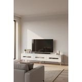 Ceneyra TSA1806BS - Rany TSA180 Tv Stand, Tv Sehpası ve Tv Ünitesi 180CM Beyaz-Silver - Beyaz - Gümüş