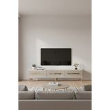 Ceneyra TSA1806BTG - Rany TSA180 Tv Stand, Tv Sehpası ve Tv Ünitesi 180CM Beyaz-Traverten-Gold - Beyaz Mermer