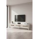 Ceneyra TSA1806BTS - Rany TSA180 Tv Stand, Tv Sehpası ve Tv Ünitesi 180CM Beyaz-Traverten-Silver - Beyaz - Traverten