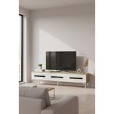 Ceneyra TSA1806DBS - Rany TSA180 Tv Stand, Tv Sehpası ve Tv Ünitesi 180CM Safirmeşe-Beyaz-Silver - Safir Meşe - Beyaz - Gümüş
