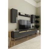 Ceneyra TVR1803AG Meyra Tv Ünitesi Antrasit-Gold 180CM - Antrasit - Gold