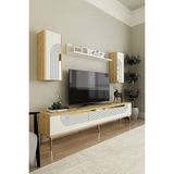 Ceneyra TVR1803DBG Meyra Tv Ünitesi Safirmeşe-Beyaz-Gold 180CM - Safir Meşe - Beyaz - Altın