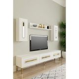 Ceneyra TVR1804BG Rany Tv Ünitesi Beyaz-Gold 180CM - Beyaz - Gold