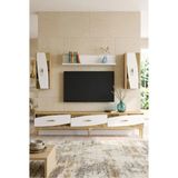Ceneyra TVR1813DBG Elips Tv Ünitesi Safirmeşe-Beyaz-Gold 180CM - Safir Meşe - Beyaz - Altın