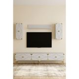 Ceneyra TVR1897BG Alfa Tv Ünitesi Takımı Beyaz-Gold 180CM - Beyaz - Gold