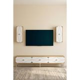 Ceneyra TVR1897DBS Alfa Tv Ünitesi Takımı Safirmeşe-Beyaz-Silver 180CM - Safir Meşe - Beyaz - Gümüş