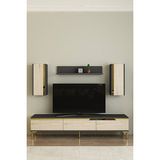 Ceneyra TVR1898ATG - Anka TVR180 Tv Ünitesi Takım , Tv Sehpası 180CM Antrasit-Traverten-Gold - Antrasit - Traverten