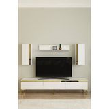 Ceneyra TVR1898BG - Anka TVR180 Tv Ünitesi Takım , Tv Sehpası 180CM Beyaz-Gold - Beyaz - Altın