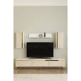 Ceneyra TVR1898BTG - Anka TVR180 Tv Ünitesi Takım , Tv Sehpası 180CM Beyaz-Traverten-Gold - Beyaz Mermer