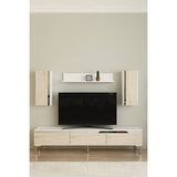 Ceneyra TVR1898BTS - Anka TVR180 Tv Ünitesi Takım , Tv Sehpası 180CM Beyaz-Traverten-Silver - Beyaz - Traverten