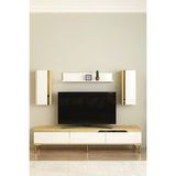 Ceneyra TVR1898DBG - Anka TVR180 Tv Ünitesi Takım , Tv Sehpası 180CM Safirmeşe-Beyaz-Gold - Safir Meşe - Beyaz - Altın