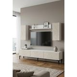 Ceneyra TVR1899BT - Aplos TVR180 Tv Ünitesi Takım , Tv Sehpası 180CM Beyaz-Traverten - Beyaz - Traverten